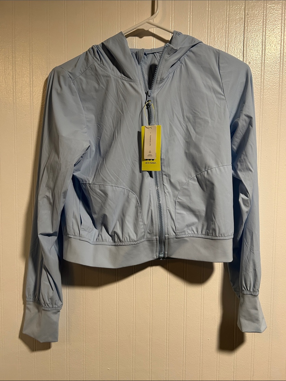 Girls All in Motion Light Blue Hooded Zip Up Woven Jacket Size Large 10/12 NWT